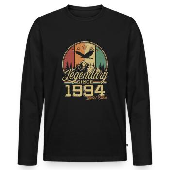 Legendary Since 1994 Vintage Birthday Gift - Men's Premium Organic Long Sleeve Shirt - black - Front - Nico (187cm)