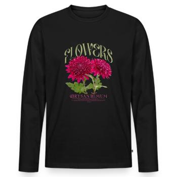 Chrysanthèmes, Chrysanthème, Fleur, Fleurs - T-shirt manches longues Premium bio Homme - noir - Devant - Nico (187cm)
