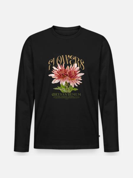 Chrysantheme Chrysanthemen - Männer Premium Bio Langarmshirt - Schwarz