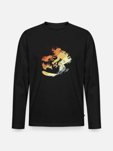 Retro Snowboarder - Men's Premium Organic Long Sleeve Shirt - black