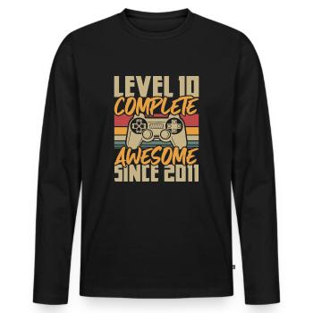 Geburtsjahr 2011 geboren 10 Geburtstag Gamer - Männer Premium Bio Langarmshirt - Schwarz - Vorne - Nico (187cm)