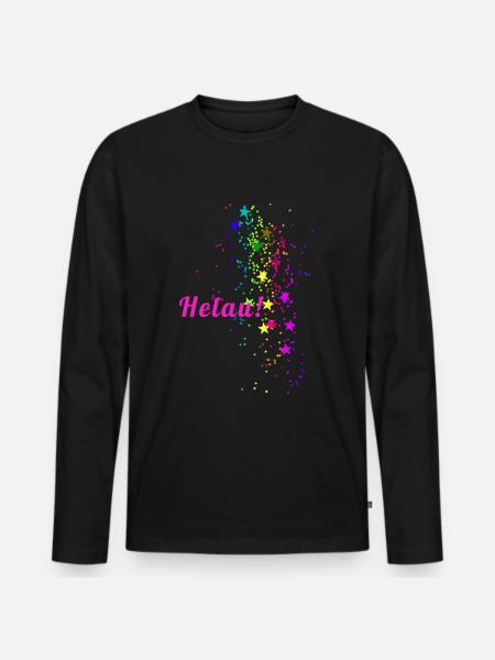 Helau, Konfetti, karneval, Sterne - Männer Premium Bio Langarmshirt - Schwarz