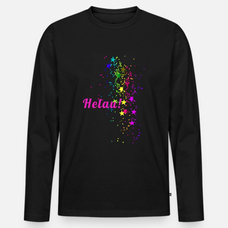 Helau, Konfetti, karneval, Sterne - Männer Premium Bio Langarmshirt - Schwarz