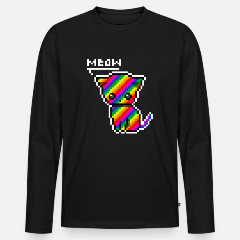 rainbow cat - Männer Premium Bio Langarmshirt - Schwarz