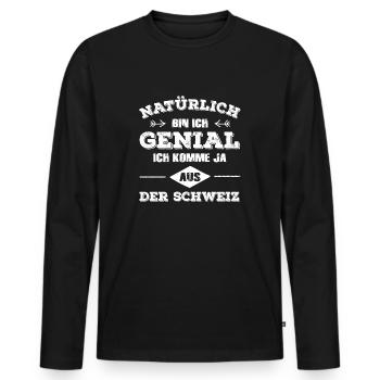 Schweiz - Männer Premium Bio Langarmshirt - Schwarz - Vorne - Nico (187cm)