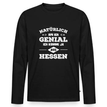 Hessen - Männer Premium Bio Langarmshirt - Schwarz - Vorne - Nico (187cm)