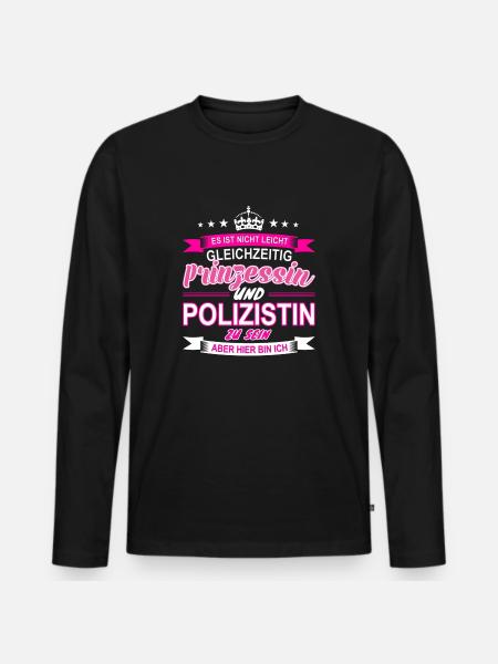Polizistin - Männer Premium Bio Langarmshirt - Schwarz