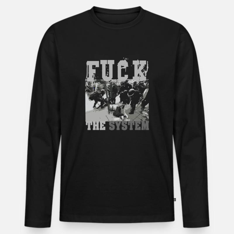 Fuck the System - Männer Premium Bio Langarmshirt - Schwarz