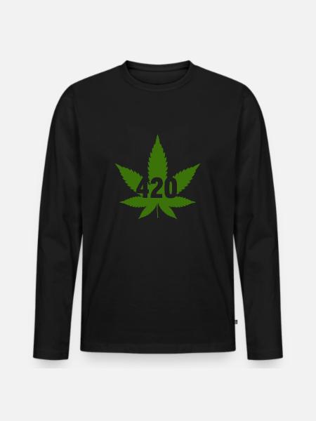 CANNABIS MARIHUANA HANFBLATT 420 - Men's Premium Organic Long Sleeve Shirt - black