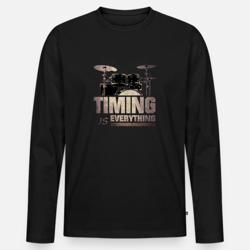 Timing is everything - Männer Premium Bio Langarmshirt - Schwarz