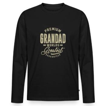 Premium Grandad - T-shirt manches longues Premium bio Homme - noir - Devant - Nico (187cm)