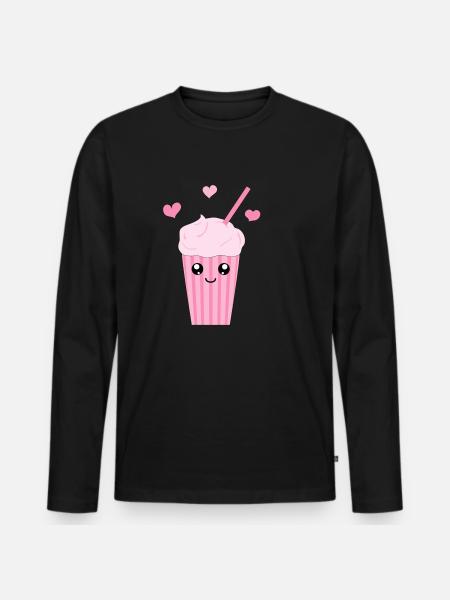 Kawaii milkshake - Premium økologisk langermet T-skjorte for menn - svart