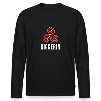 "Riggerin '- dark textiles - Men's Premium Organic Long Sleeve Shirt - black - Front - Nico (187cm)