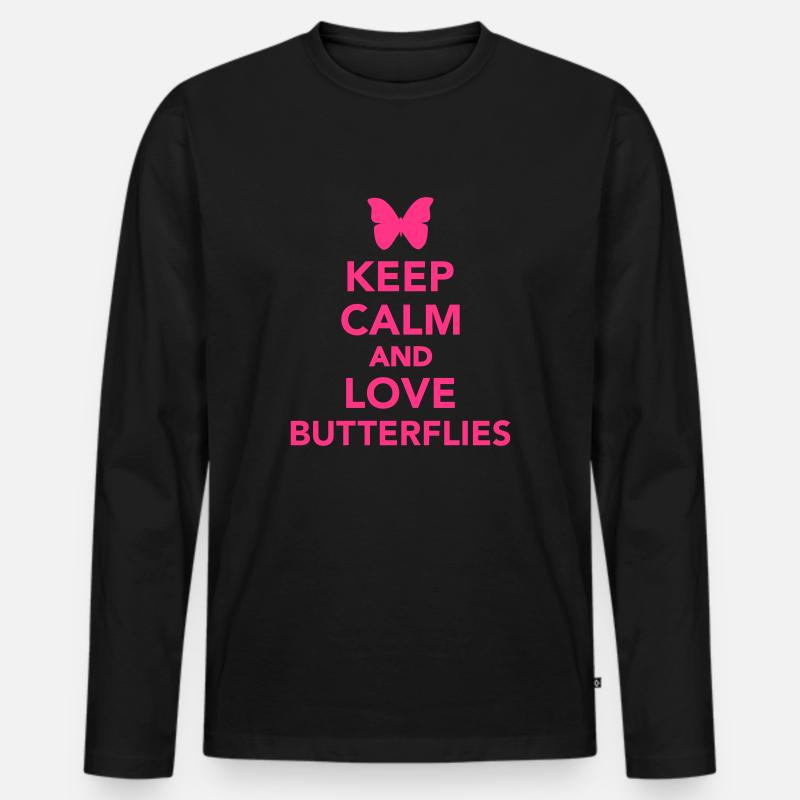 Schmetterling - Männer Premium Bio Langarmshirt - Schwarz