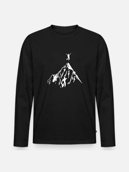 Bergsteiger erreicht Gipfel - Männer Premium Bio Langarmshirt - Schwarz