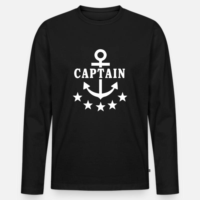 Captain Boat - Männer Premium Bio Langarmshirt - Schwarz