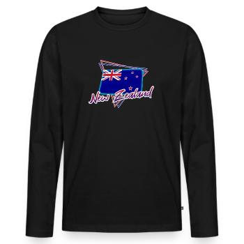 Nouvelle-Zélande - T-shirt manches longues Premium bio Homme - noir - Devant - Nico (187cm)