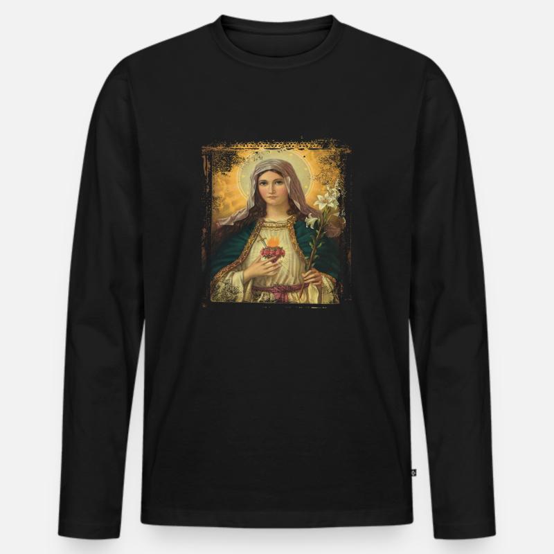 Jesus Maria Holly Mary - Männer Premium Bio Langarmshirt - Schwarz