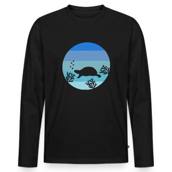 Sea Animal Gift Ocean Animal Retro Turtle - Men's Premium Organic Long Sleeve Shirt - black - Front - Nico (187cm)
