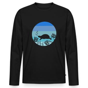 Zoo Animal Lovers Ocean Animal Retro Turtle - Men's Premium Organic Long Sleeve Shirt - black - Front - Nico (187cm)