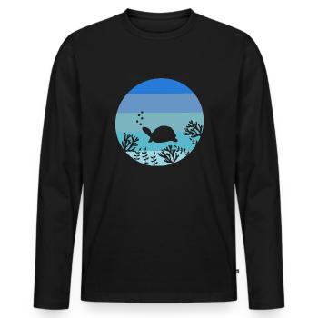 Animal Lovers Ocean Animal Gift Retro Turtle - Men's Premium Organic Long Sleeve Shirt - black - Front - Nico (187cm)