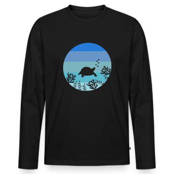 Créatures marines Océan Animal Cadeau Tortue - T-shirt manches longues Premium bio Homme - noir - Devant - Nico (187cm)