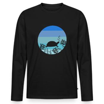 Sea Animal Ocean Animal Gift Retro Turtle - Men's Premium Organic Long Sleeve Shirt - black - Front - Nico (187cm)