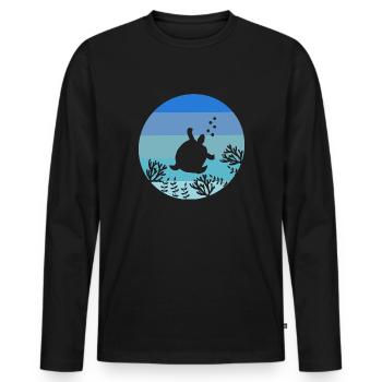 Underwater Ocean Animal Marine Animal Retro Turtle - Men's Premium Organic Long Sleeve Shirt - black - Front - Nico (187cm)