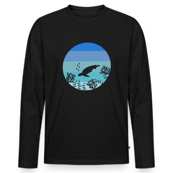 Marine Biology Marine Animal Retro Turtle - Men's Premium Organic Long Sleeve Shirt - black - Front - Nico (187cm)