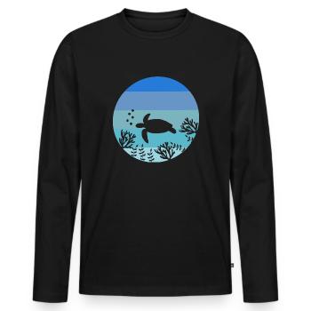 Ocean Animal Lovers Créature marine Tortue rétro - T-shirt manches longues Premium bio Homme - noir - Devant - Nico (187cm)