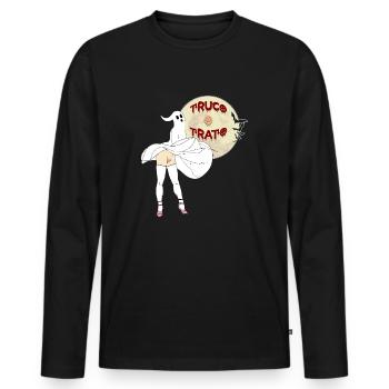 Trick or treat - Men's Premium Organic Long Sleeve Shirt - black - Front - Nico (187cm)
