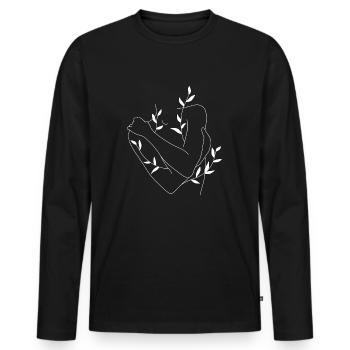 Corps en croissance - T-shirt manches longues Premium bio Homme - noir - Devant - Nico (187cm)