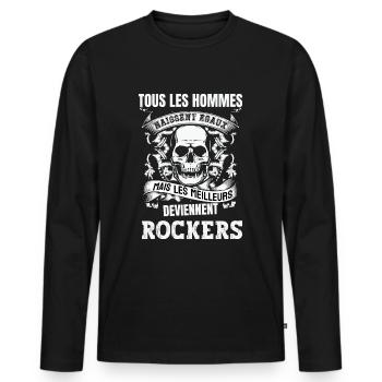 les meilleurs deviennent rockers - T-shirt manches longues Premium bio Homme - noir - Devant - Nico (187cm)