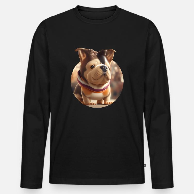 Süßer Kugelhund - Männer Premium Bio Langarmshirt - Schwarz