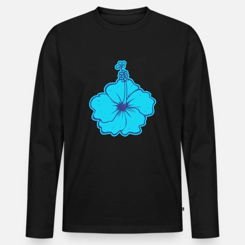 Die Hibiskusblüte - Männer Premium Bio Langarmshirt - Schwarz