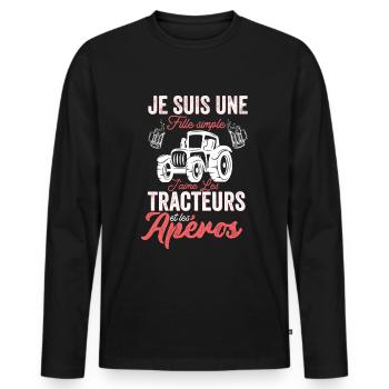 Agriculteur Tracteur Cadeau Agriculture Fermier - T-shirt manches longues Premium bio Homme - noir - Devant - Nico (187cm)