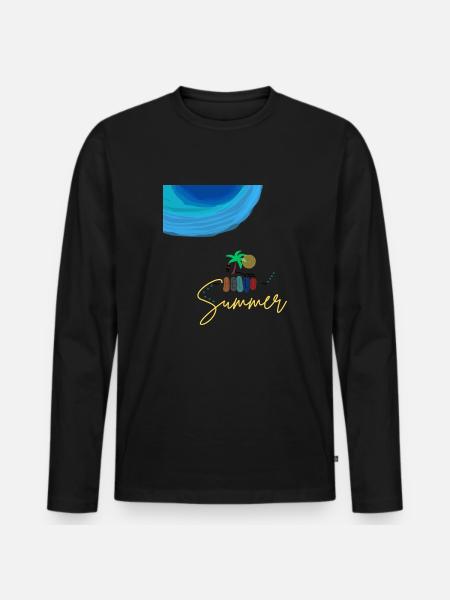 Hello Summer - Männer Premium Bio Langarmshirt - Schwarz