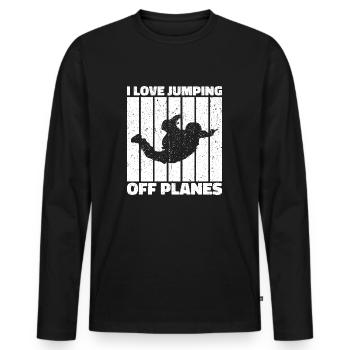 Parachutisme Passion Design. Cadeau d’adrénaline parfait - T-shirt manches longues Premium bio Homme - noir - Devant - Nico (187cm)