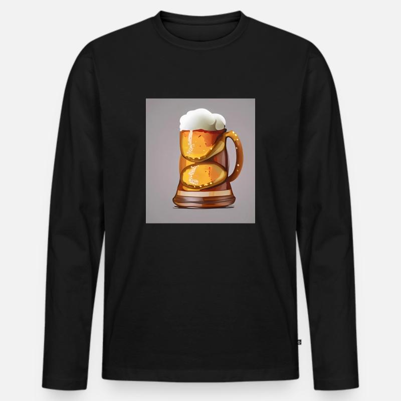 Brezelbier - Männer Premium Bio Langarmshirt - Schwarz