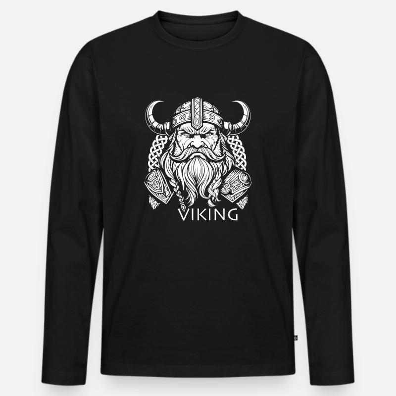Wikinger - Männer Premium Bio Langarmshirt - Schwarz
