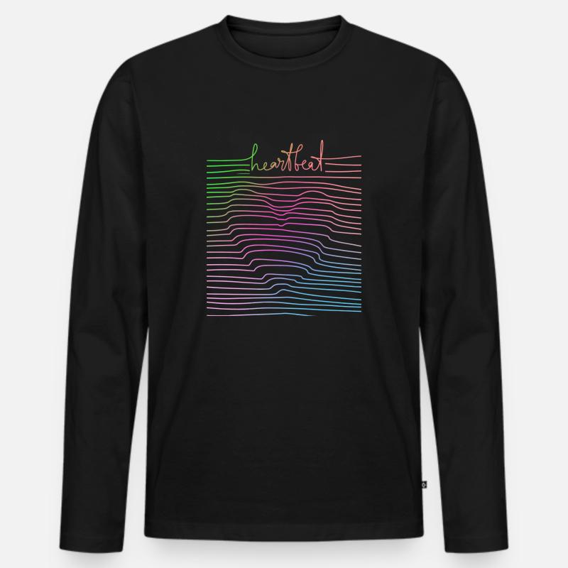 Heartbeat - Männer Premium Bio Langarmshirt - Schwarz