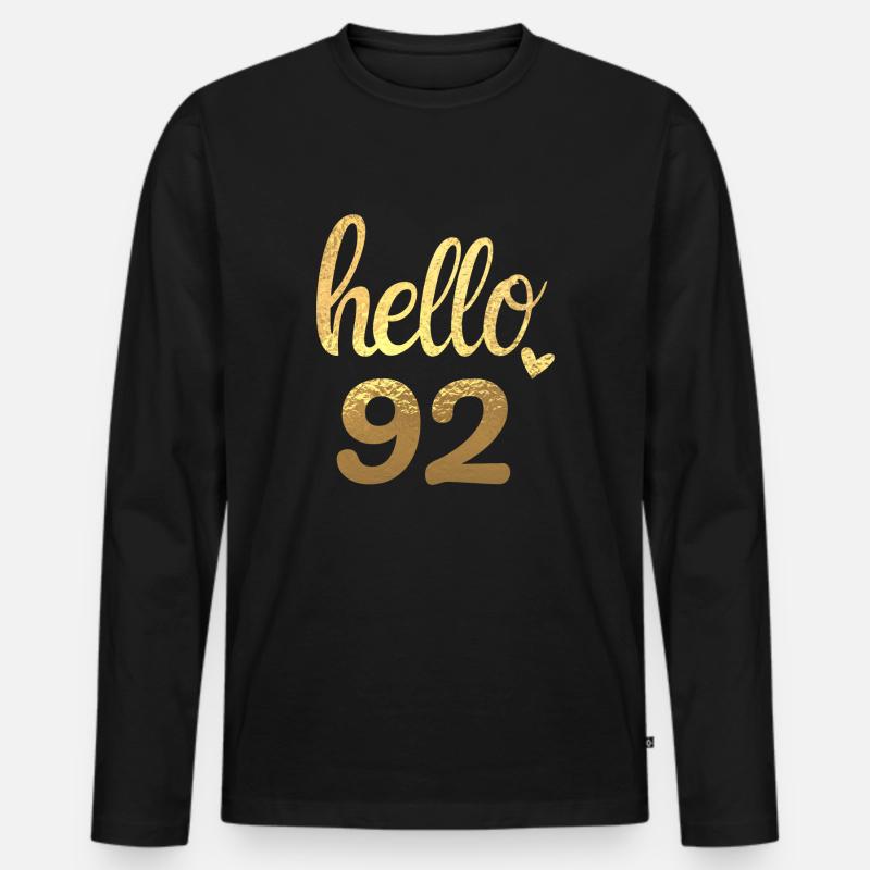 Hallo 92 gold - Männer Premium Bio Langarmshirt - Schwarz