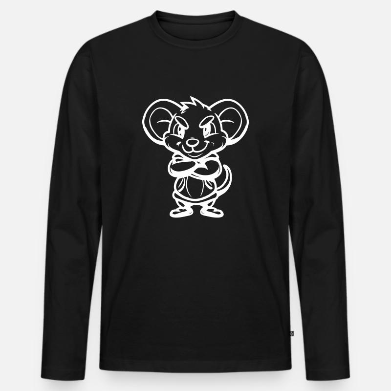 maus - Männer Premium Bio Langarmshirt - Schwarz