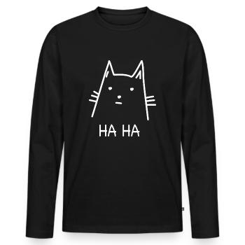 Drôle de chat cadeau haha humour - T-shirt manches longues Premium bio Homme - noir - Devant - Nico (187cm)