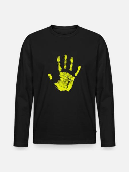 Håndaftryk, malede identitet, fingre og håndflade - Premium økologisk langærmet T-shirt til mænd - sort