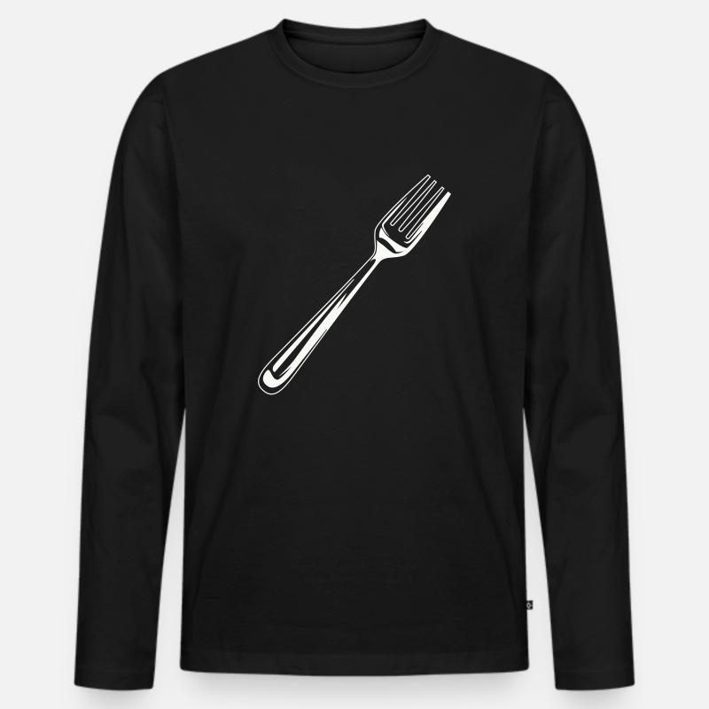 gabel besteck symbol - Männer Premium Bio Langarmshirt - Schwarz