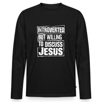 Faith for introverts - Men's Premium Organic Long Sleeve Shirt - black - Front - Nico (187cm)