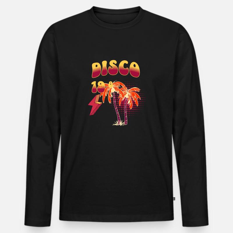 Disco T Shirt - Männer Premium Bio Langarmshirt - Schwarz