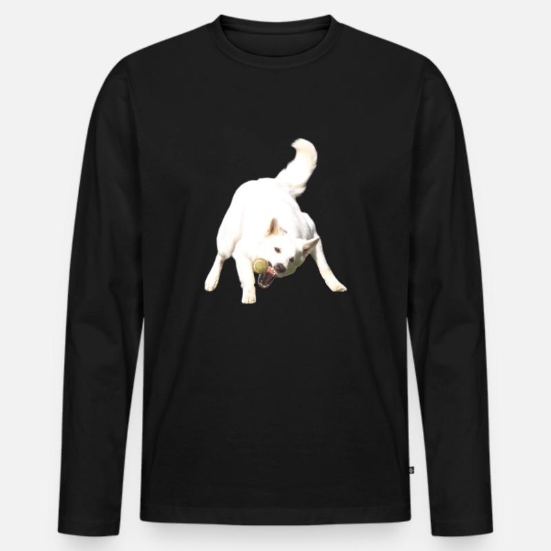 Fang den Ball - Männer Premium Bio Langarmshirt - Schwarz