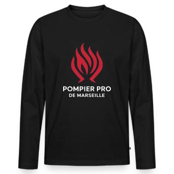 Pompier Pro de Marseille - T-shirt manches longues Premium bio Homme - noir - Devant - Nico (187cm)